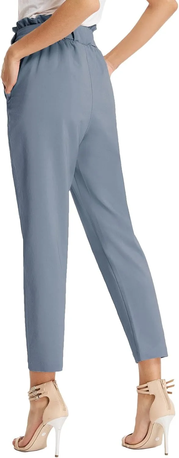 GRACE KARIN Women's Paper Bag Waist Pants Slim Fit Casual Office Pencil Pants