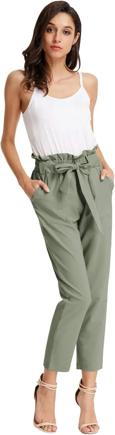 GRACE KARIN Women's Paper Bag Waist Pants Slim Fit Casual Office Pencil Pants