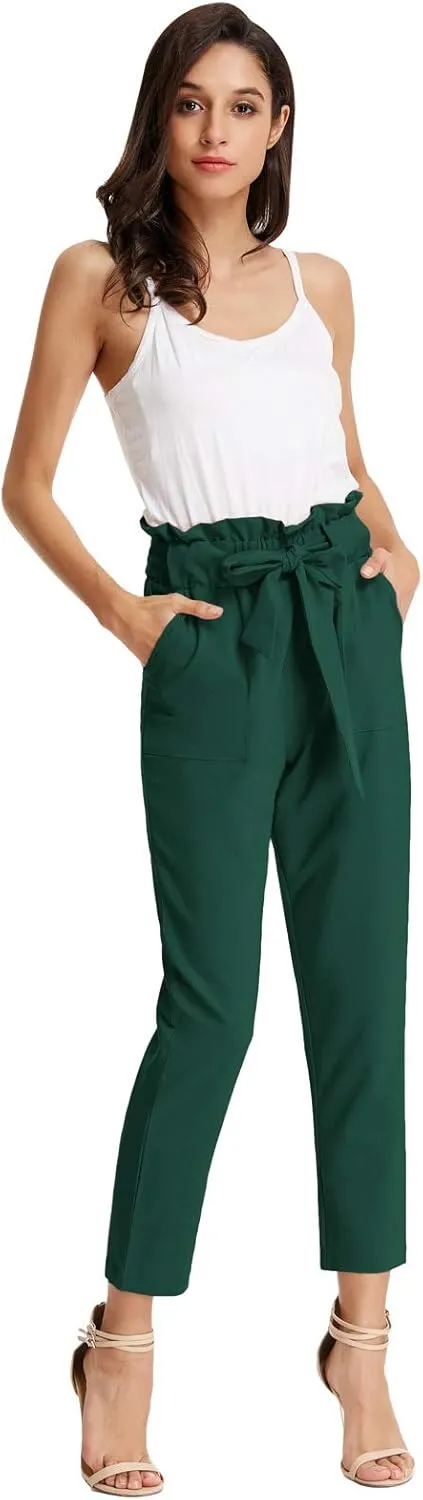 GRACE KARIN Women's Paper Bag Waist Pants Slim Fit Casual Office Pencil Pants