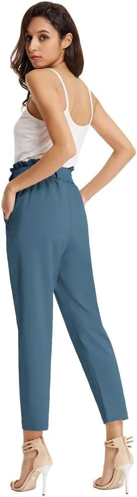 GRACE KARIN Women's Paper Bag Waist Pants Slim Fit Casual Office Pencil Pants