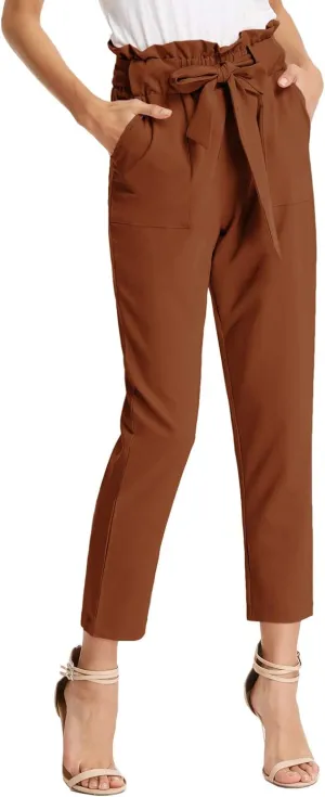 GRACE KARIN Women's Paper Bag Waist Pants Slim Fit Casual Office Pencil Pants