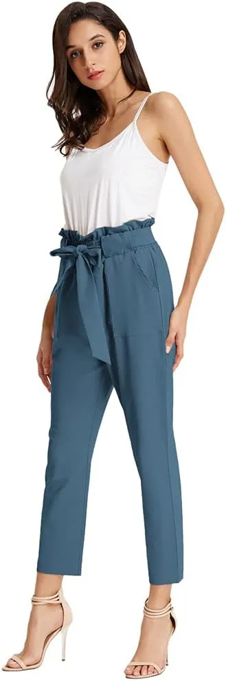 GRACE KARIN Women's Paper Bag Waist Pants Slim Fit Casual Office Pencil Pants