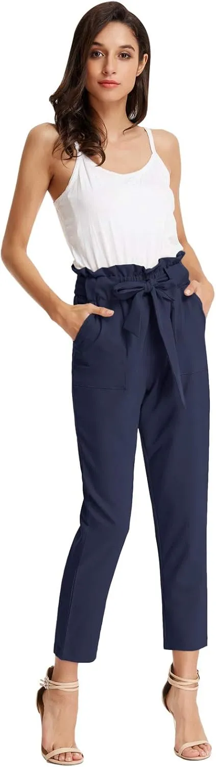 GRACE KARIN Women's Paper Bag Waist Pants Slim Fit Casual Office Pencil Pants