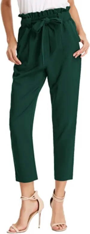 GRACE KARIN Women's Paper Bag Waist Pants Slim Fit Casual Office Pencil Pants