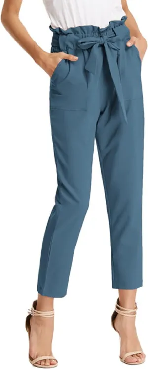 GRACE KARIN Women's Paper Bag Waist Pants Slim Fit Casual Office Pencil Pants