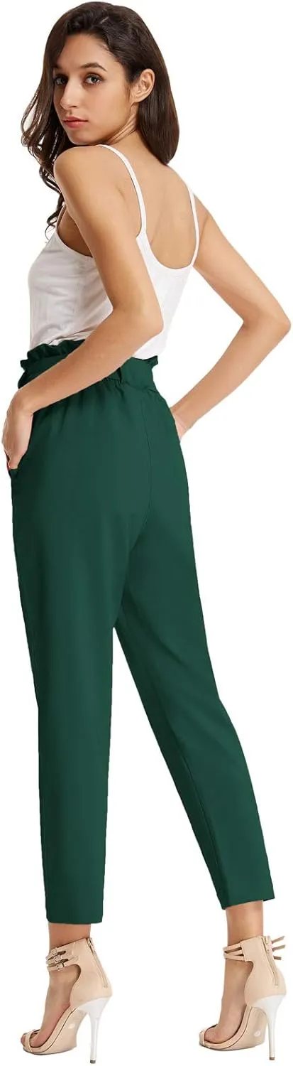 GRACE KARIN Women's Paper Bag Waist Pants Slim Fit Casual Office Pencil Pants