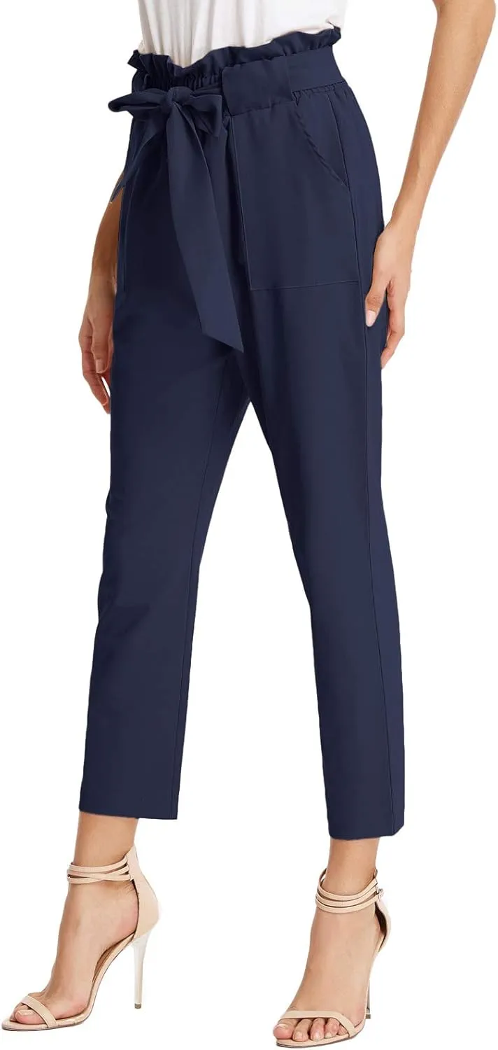 GRACE KARIN Women's Paper Bag Waist Pants Slim Fit Casual Office Pencil Pants