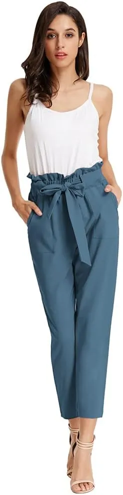 GRACE KARIN Women's Paper Bag Waist Pants Slim Fit Casual Office Pencil Pants