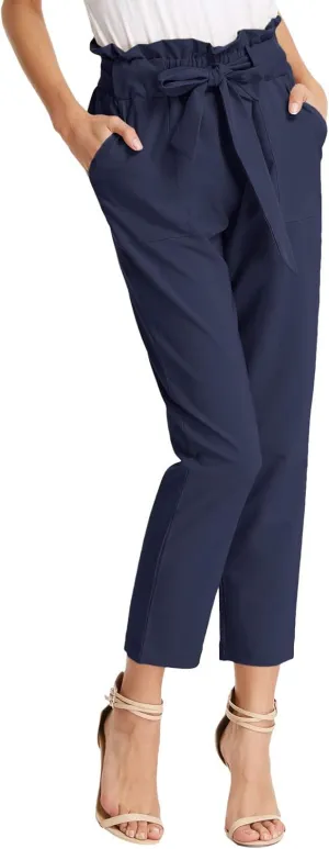 GRACE KARIN Women's Paper Bag Waist Pants Slim Fit Casual Office Pencil Pants