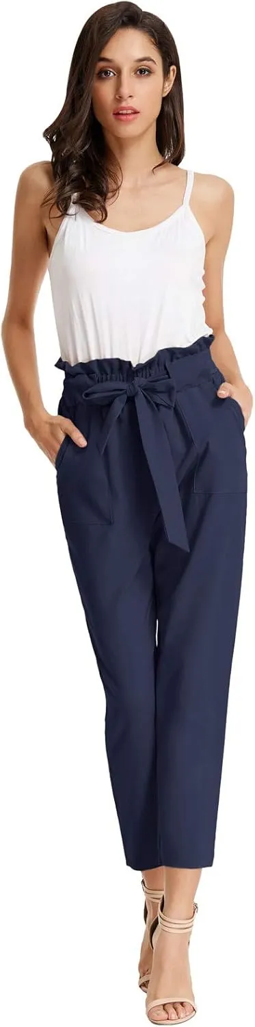GRACE KARIN Women's Paper Bag Waist Pants Slim Fit Casual Office Pencil Pants