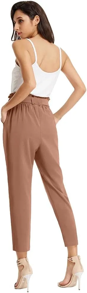 GRACE KARIN Women's Paper Bag Waist Pants Slim Fit Casual Office Pencil Pants