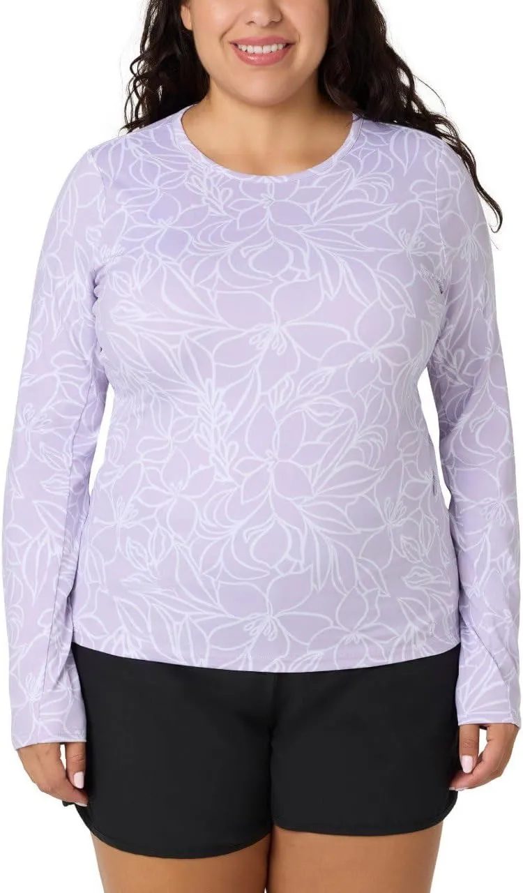 HANG TEN Women's Long Sleeve Shirt - Lightweight Quick Dry Rash Guard - Sun Protection Shirt - Beach - Hiking - Outdoor