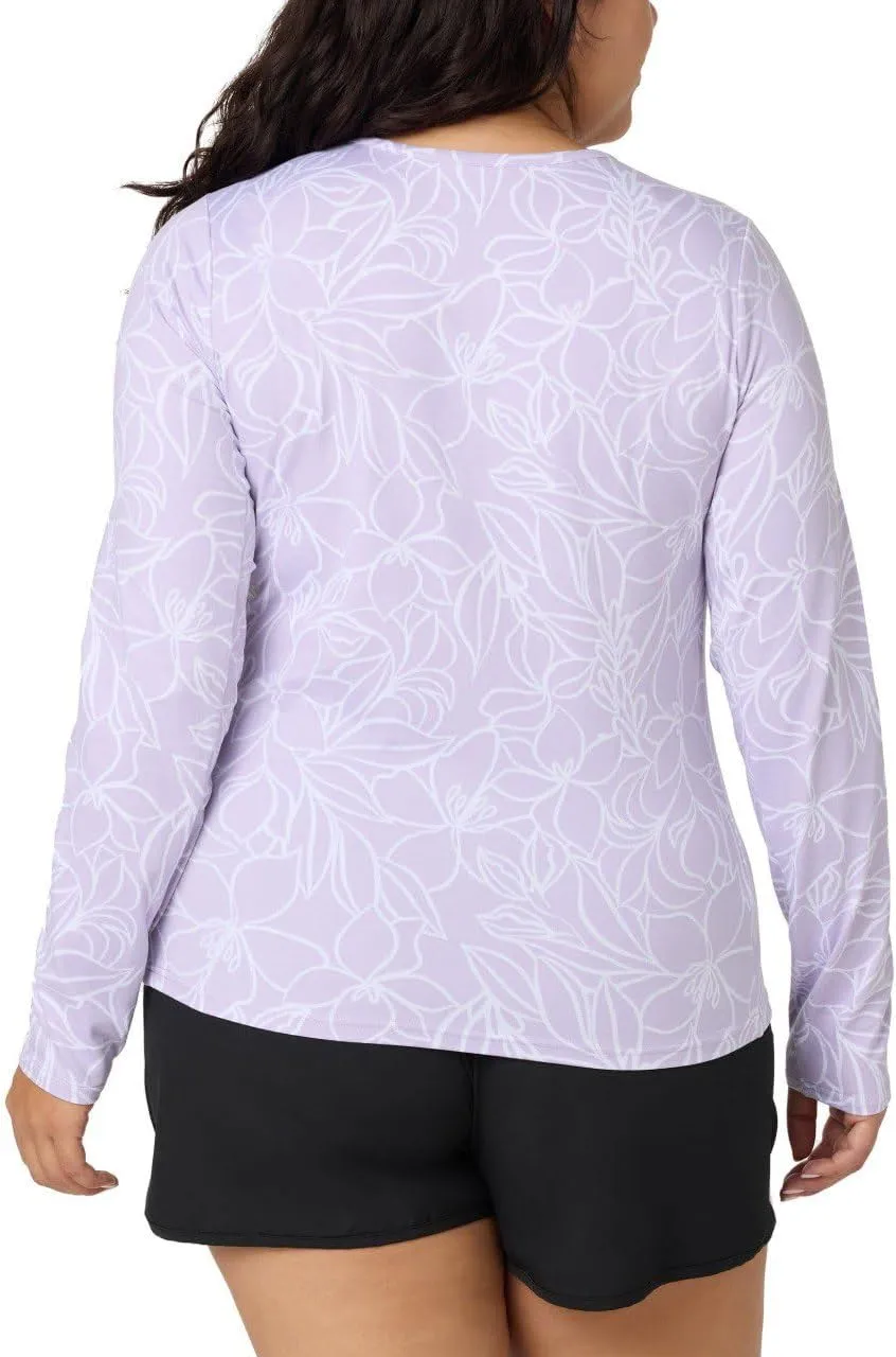 HANG TEN Women's Long Sleeve Shirt - Lightweight Quick Dry Rash Guard - Sun Protection Shirt - Beach - Hiking - Outdoor