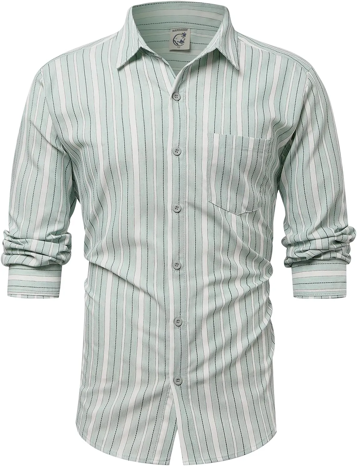 Hardaddy Men's Vertical Striped Dress Shirt Cotton Stripe Button Down Shirt Long Sleeve for Men with Pocket