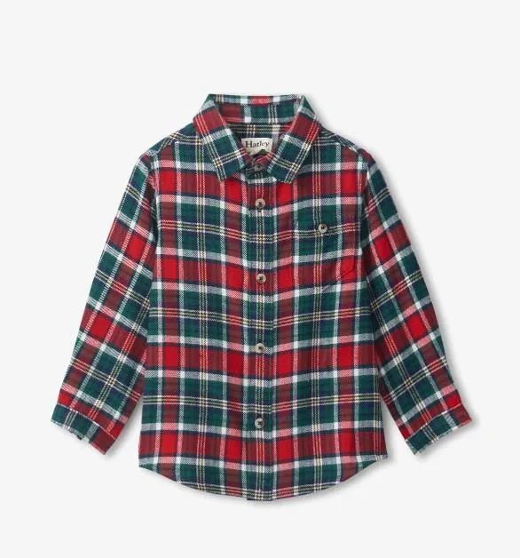 Hatley Boys Flannel Button Up Shirt  F23HPK1252  Celebration Plaid *