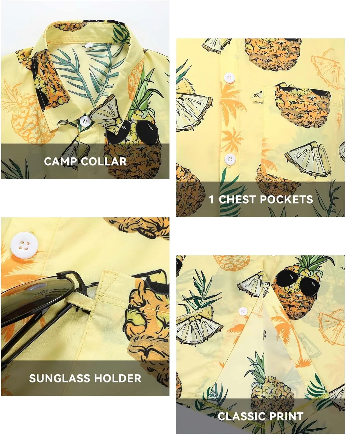 Hawaiian Shirts for Men Short Sleeve Casual Button Down Shirt Summer Beach Aloha Shirt Holiday Party Tropical Print