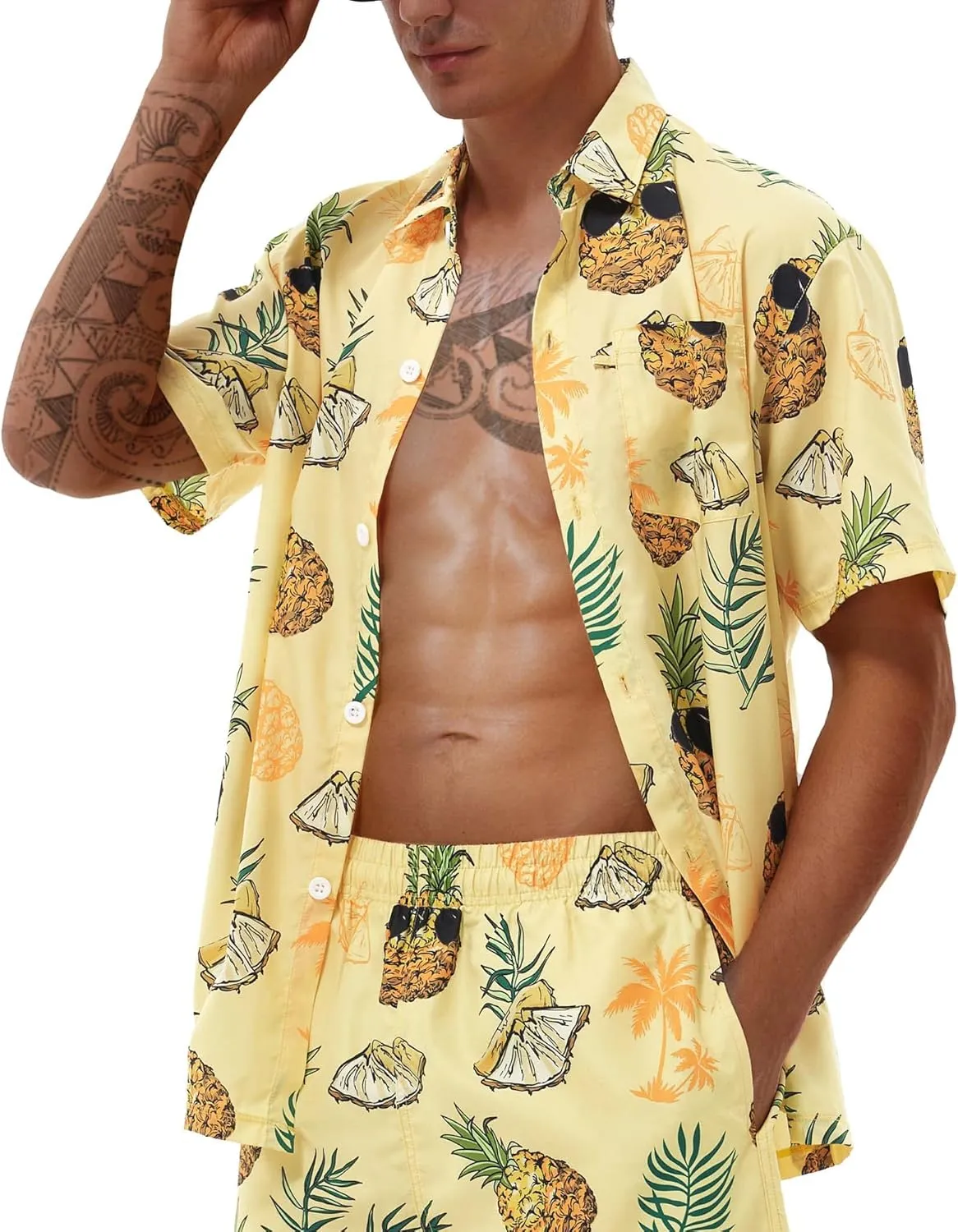 Hawaiian Shirts for Men Short Sleeve Casual Button Down Shirt Summer Beach Aloha Shirt Holiday Party Tropical Print