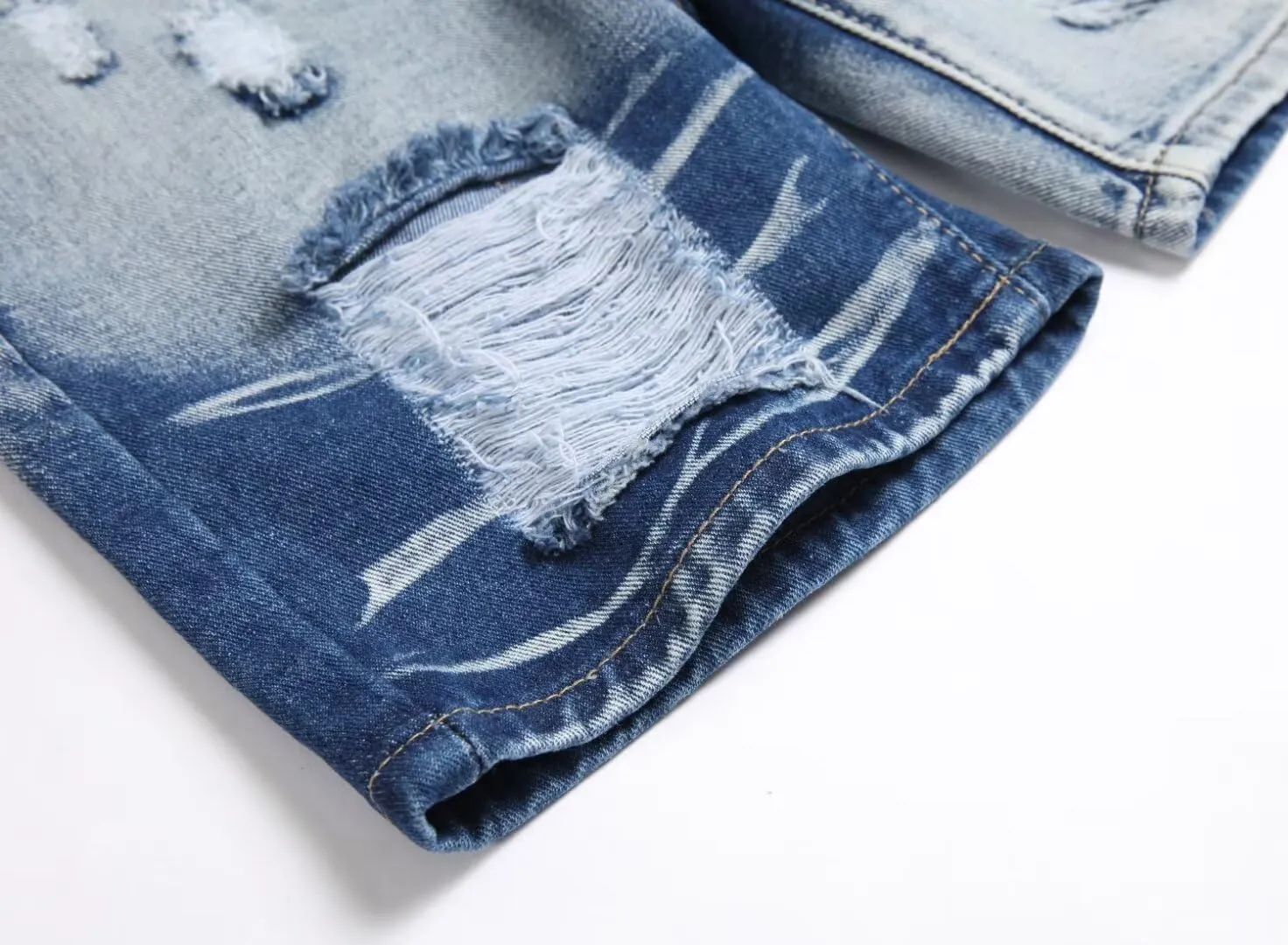 HENGAO Boys Ripped Denim Shorts Distressed Frayed Jean Shorts