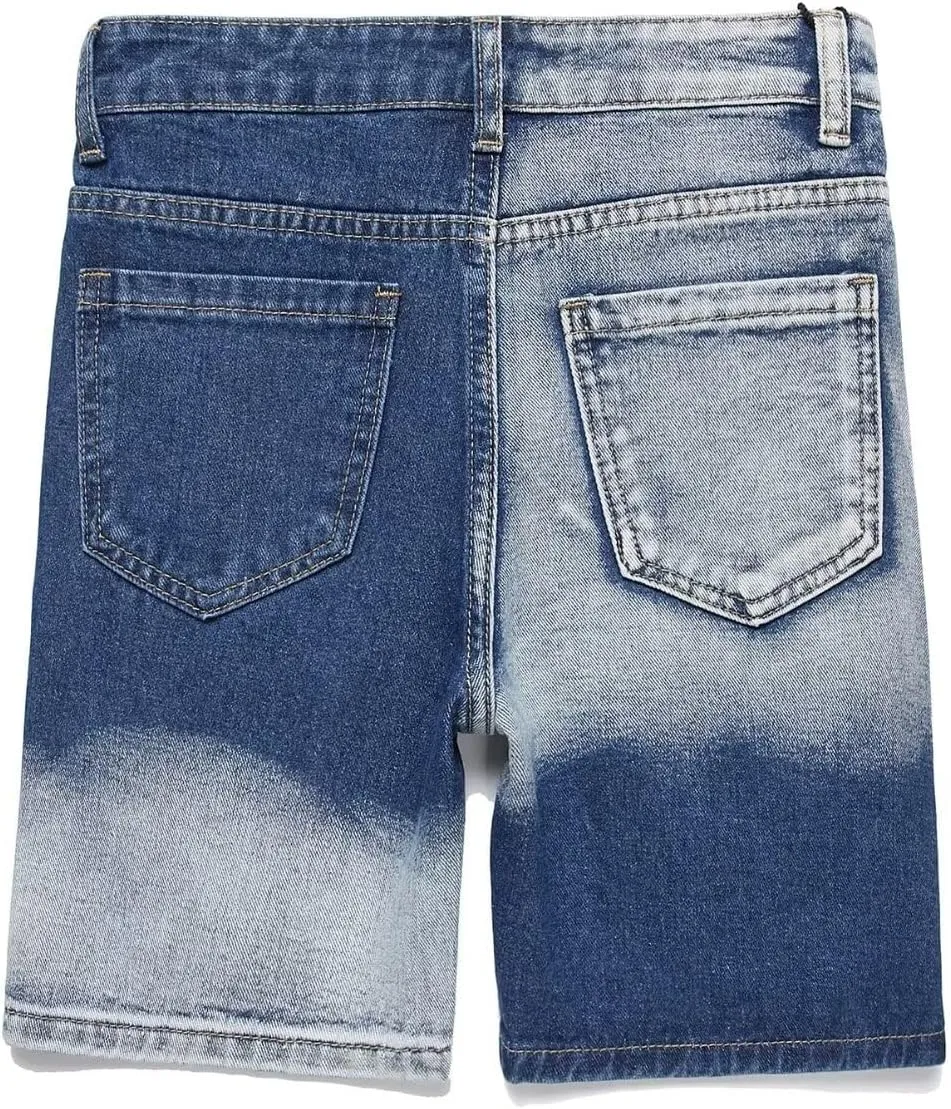 HENGAO Boys Ripped Denim Shorts Distressed Frayed Jean Shorts