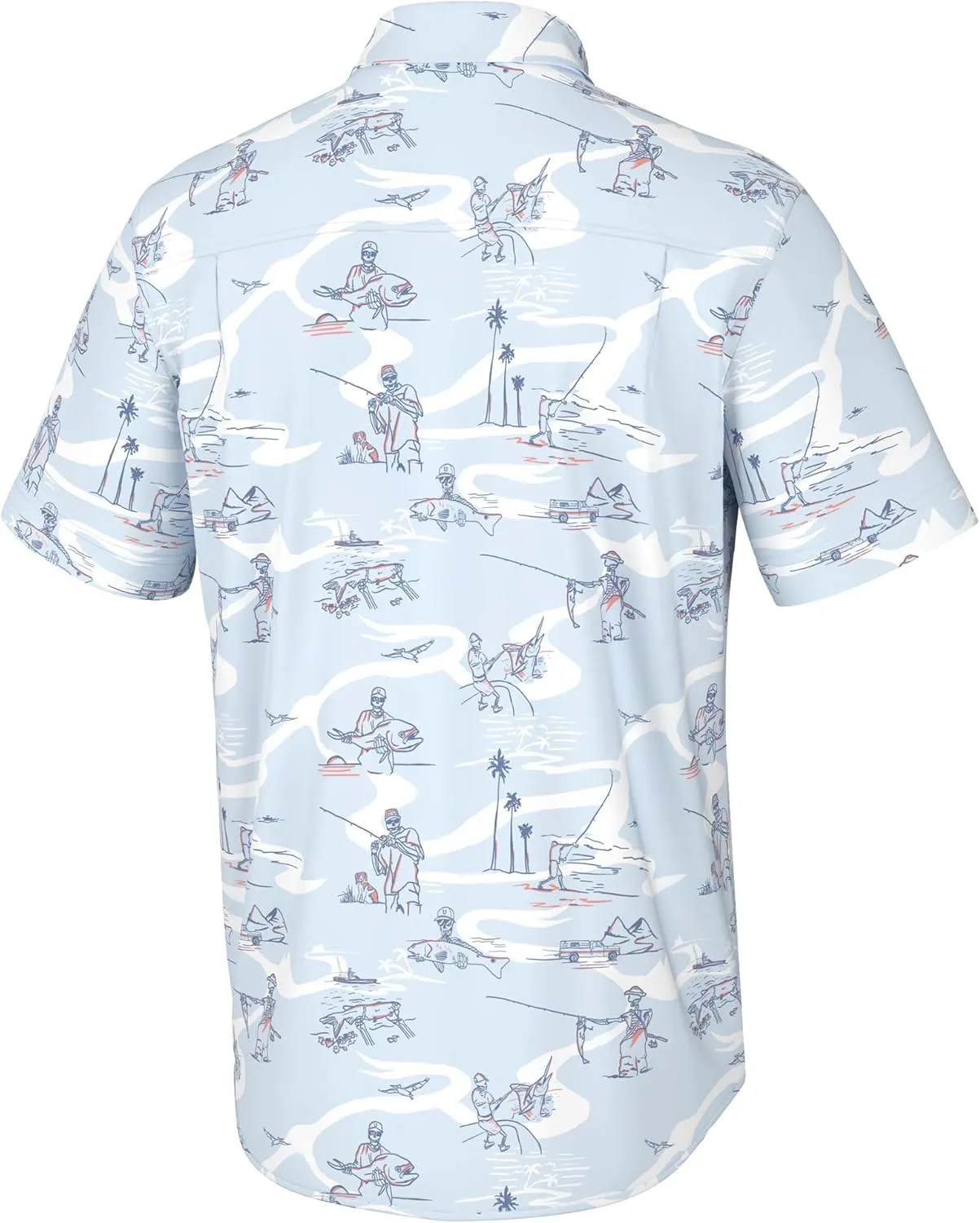 HUK Men's Kona Pattern Short Sleeve Fishing Button Down Shirt