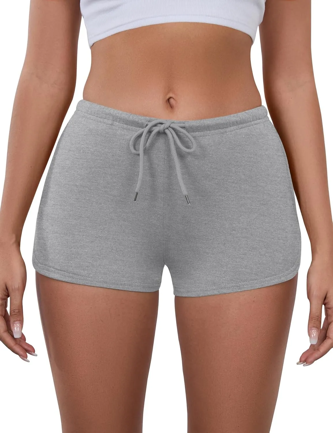 IECCP Athletic Shorts for Women Summer Workout Sweat Shorts Cute Low Rise Mini Shorts with Drawstring and Pockets Sleepwear