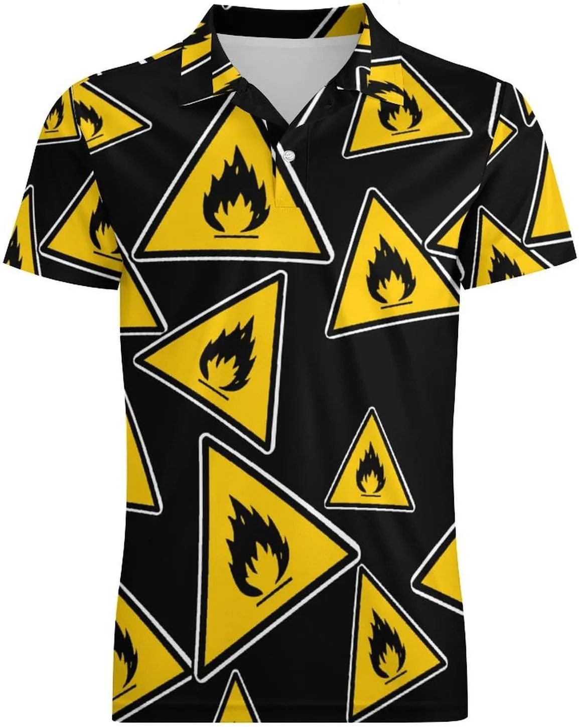 Inflammable Sign Hazardous Men's Polo-Shirt Regular-Fit Short Sleeve Sports Quick Dry Golf Tennis T-Shirt
