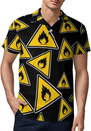 Inflammable Sign Hazardous Men's Polo-Shirt Regular-Fit Short Sleeve Sports Quick Dry Golf Tennis T-Shirt