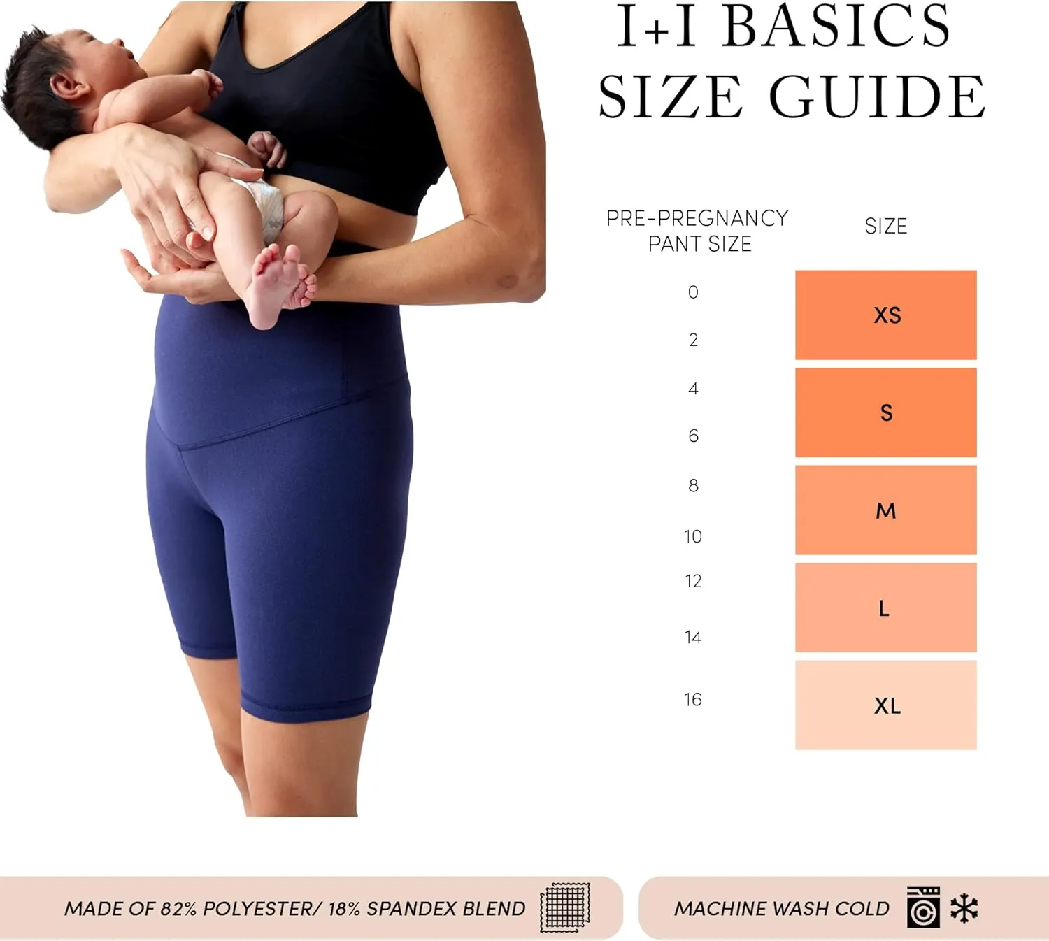 Ingrid & Isabel Basics Postpartum Active Shorts - Tummy Control Shorts for Women