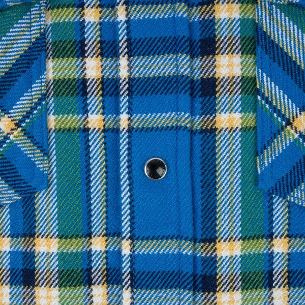 Iron Heart IHSH-370-BLU Ultra Heavy Flannel Tartan Check Western Shirt - Blue
