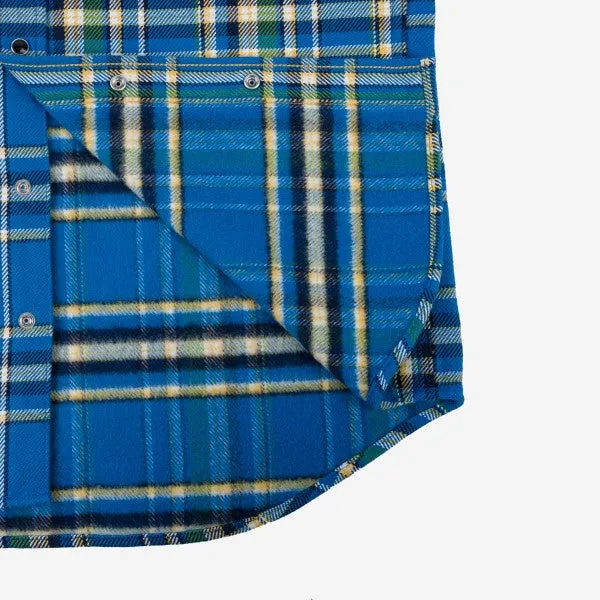 Iron Heart IHSH-370-BLU Ultra Heavy Flannel Tartan Check Western Shirt - Blue