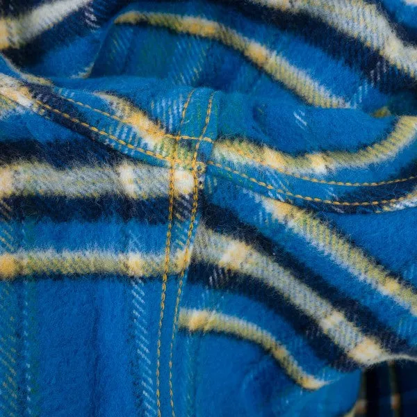 Iron Heart IHSH-370-BLU Ultra Heavy Flannel Tartan Check Western Shirt - Blue