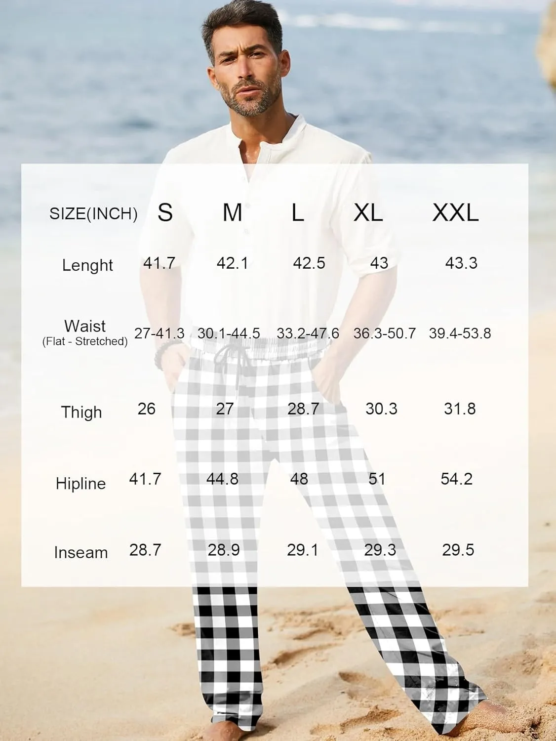 iWoo Linen Pants Men Casual 2025 Summer Beach Elastic Drawstring Waist Yoga Pants Travel Baggy Work Pant Pajama