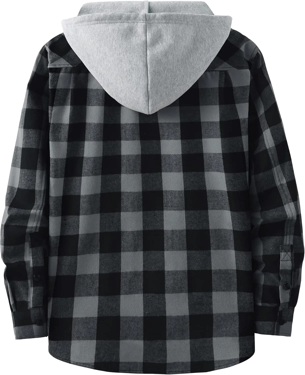 JACKETOWN Hooded Flannel Shirt for Men Plaid Shirts Long Sleeve Flannel Jacket Button-Down Shirt Jacket with Hood