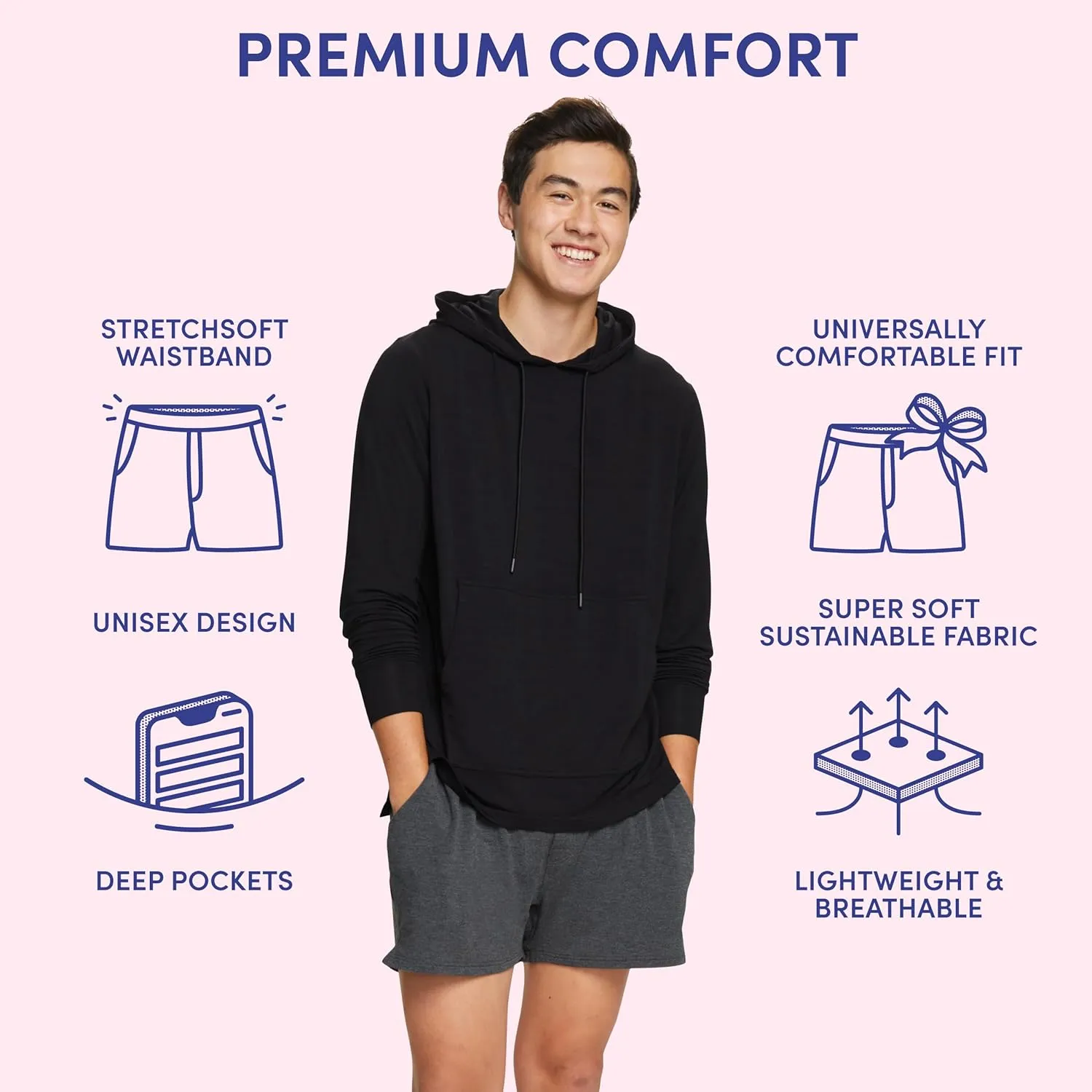 Jambys Boxers With Pockets | House Shorts Unisex Lounge and Sleep Shorts for Women and Men, Multi-Use Pajama Shorts