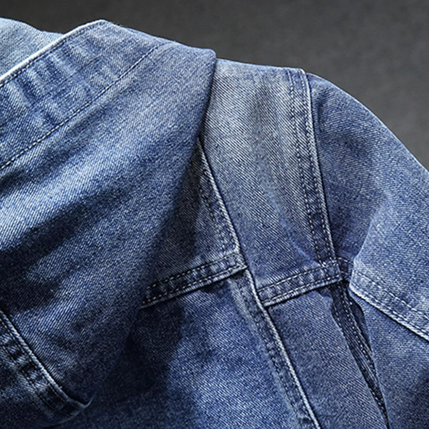JEKE-DG Men's Distressed Denim Hoodie Jacket Casual Slim Fit Button Down Jeans Coat Long Sleeve Trucker Outwear