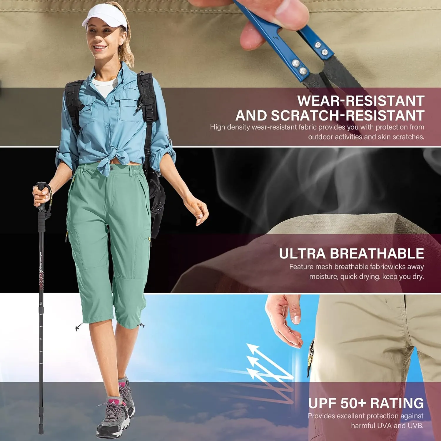 Jessie Kidden Womens Hiking Cargo Shorts Stretch Golf Active Shorts with Pockets Quick Dry Lightweight Shorts for Women