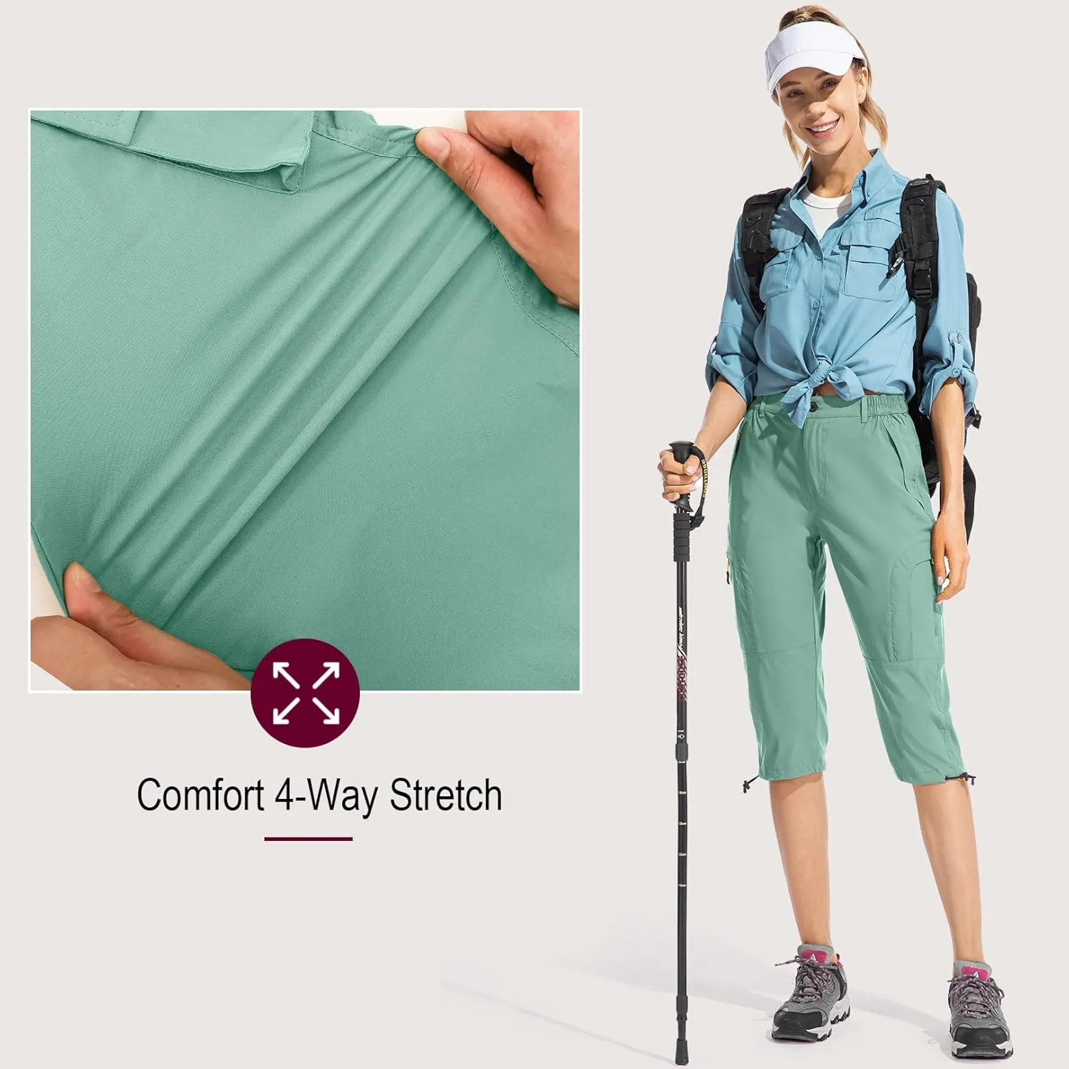 Jessie Kidden Womens Hiking Cargo Shorts Stretch Golf Active Shorts with Pockets Quick Dry Lightweight Shorts for Women