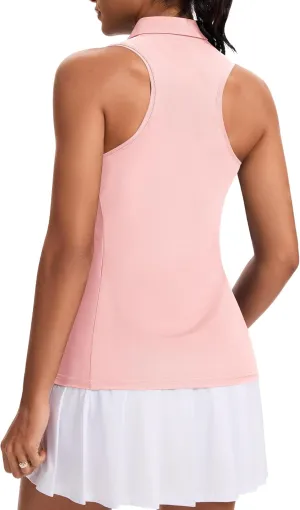 JoyGirl Womens Golf Shirt Sleeveless Polo Shirts Racerback Collared Tennis Shirt Zip up Quick Dry Athletic Tank Tops