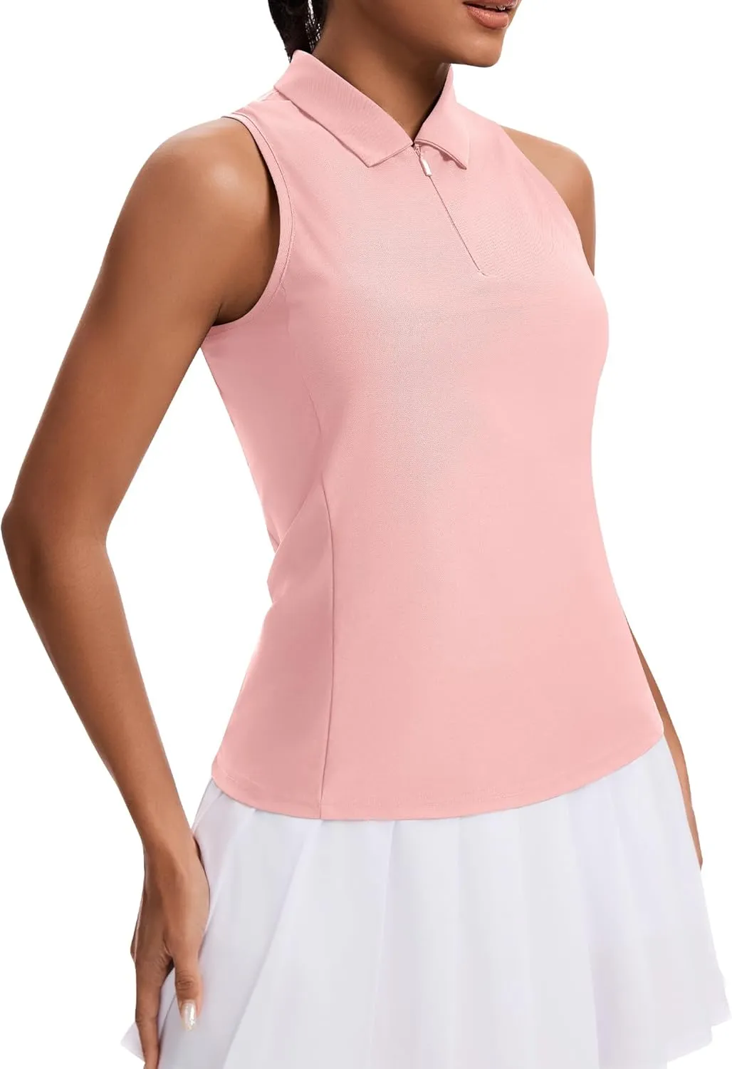 JoyGirl Womens Golf Shirt Sleeveless Polo Shirts Racerback Collared Tennis Shirt Zip up Quick Dry Athletic Tank Tops