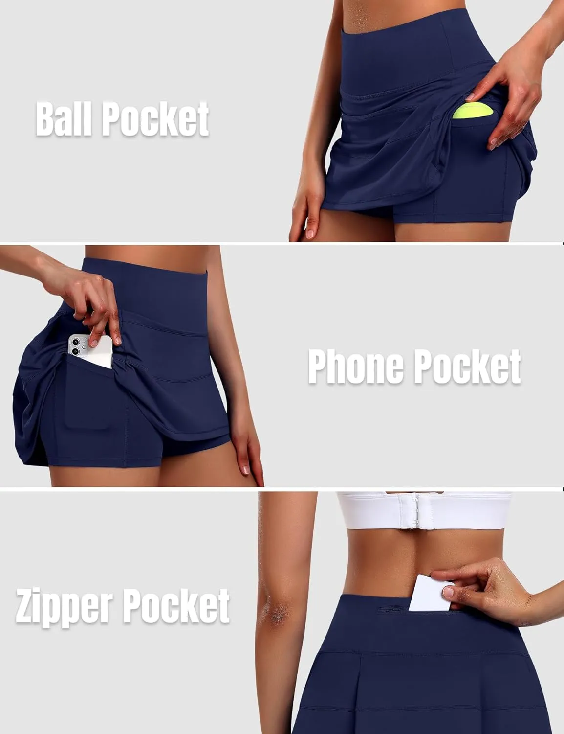 JoyGirl Womens Tennis Skirt with Shorts Pleated Golf Skirt High Waist Pickleball Skirts Athletic Skorts with Pockets
