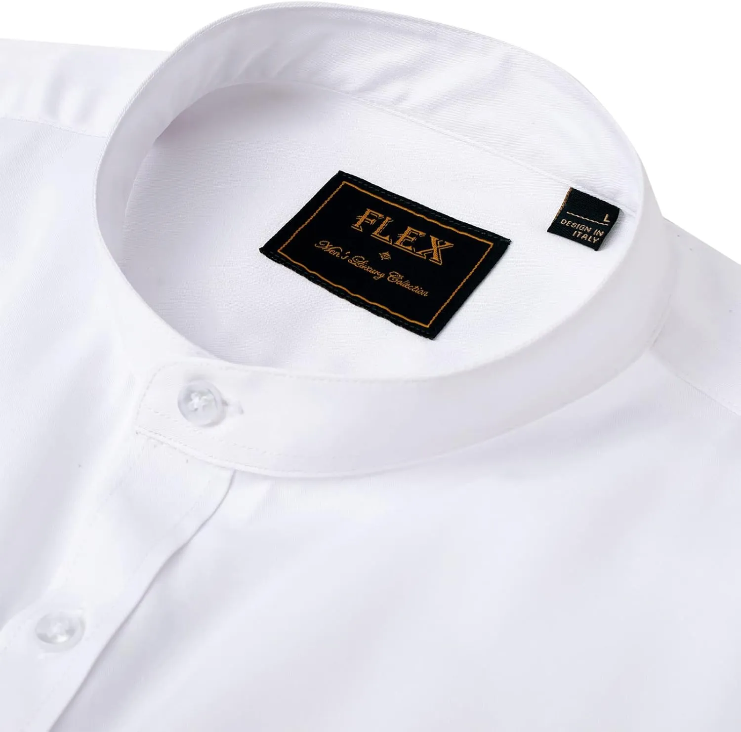 J.VER Mens Banded Collar Dress Shirts Long Sleeve Button Down Mandarin Collar Shirt Solid Stretch Shirt with Pocket