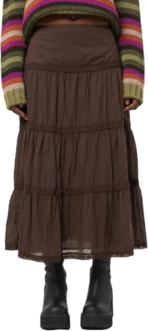 Karwuiio Women's Fairy Grunge Maxi Skirt Y2K Retro Hippie Aesthetic High Waisted Tiered A Line Swing Flowy Skirts for Women