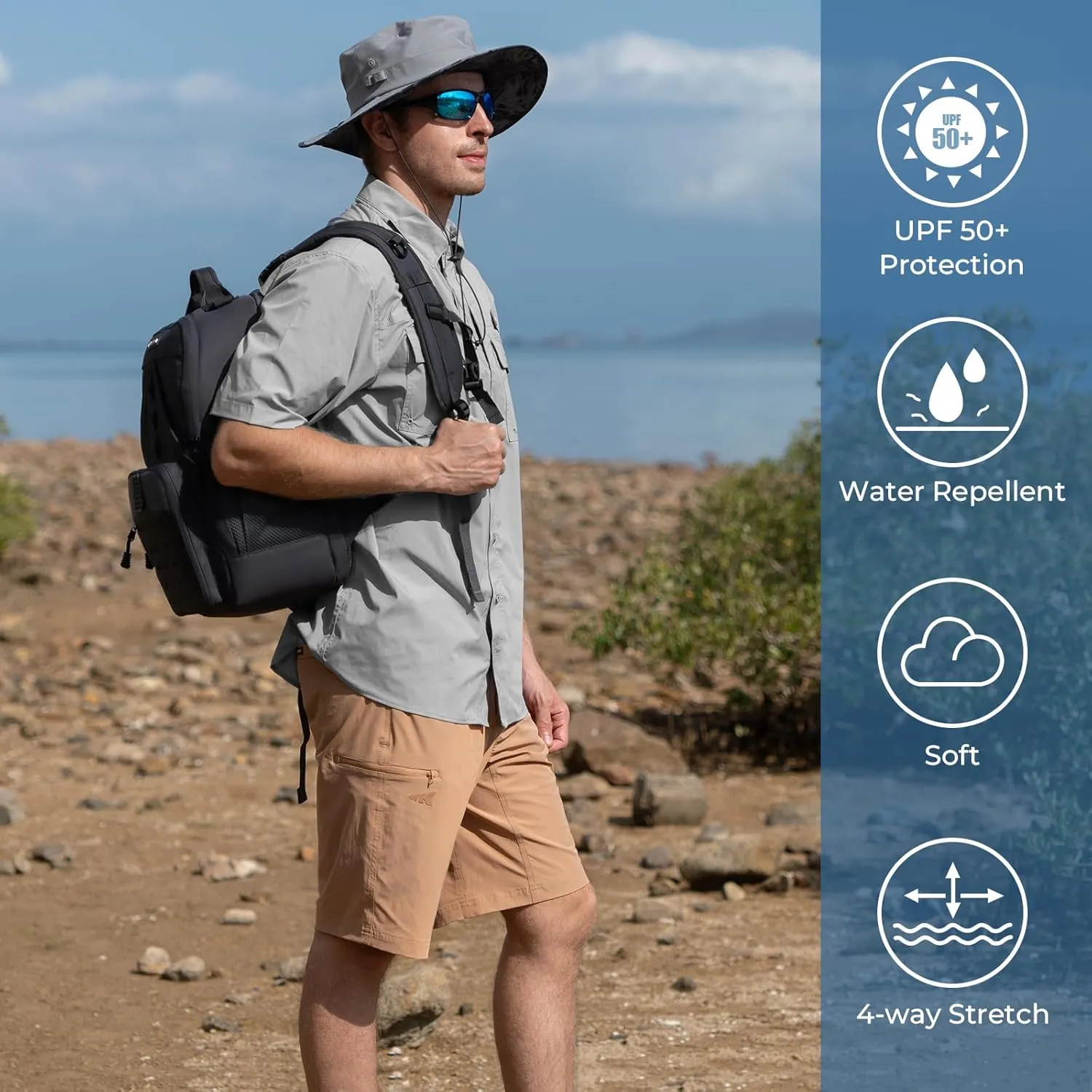 KastKing Men's Fishing Shorts, Hiking Shorts Quick Dry Comfortable UPF 50 , 7 Pockets, Shorts for Men, 10.5" Inseam