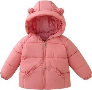 Kids Toddler Baby Girls Winter Warm Thick Solid Cotton Long Sleeve Padded Jacket Coat Winter Coat for Youth Girls