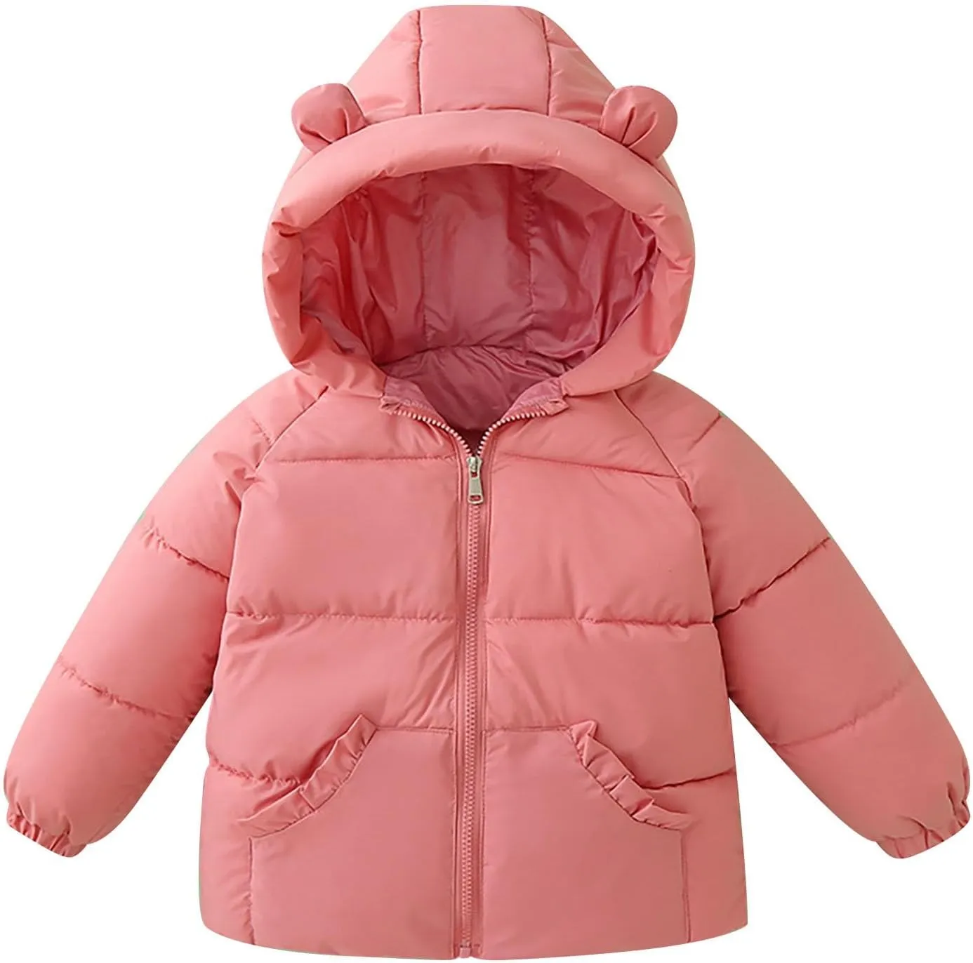 Kids Toddler Baby Girls Winter Warm Thick Solid Cotton Long Sleeve Padded Jacket Coat Winter Coat for Youth Girls