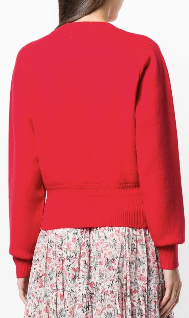 Lace-Up Long Sleeve Sweater, Red