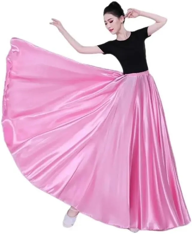 Ladies Satin Long Full Skirt for Belly Dance Praise Dance Skirt Belly Dance Skirt Satin Maxi Skirt for Women