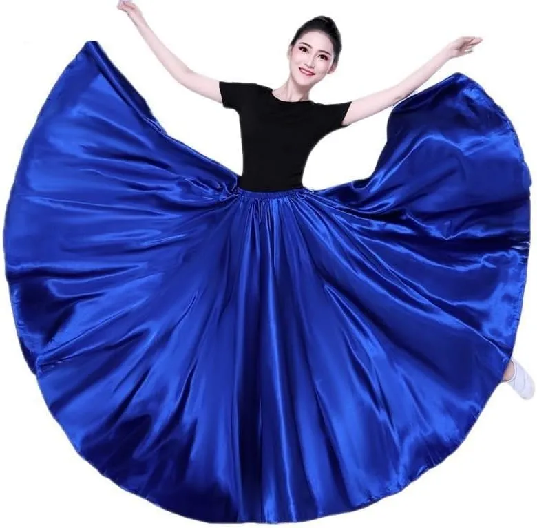 Ladies Satin Long Full Skirt for Belly Dance Praise Dance Skirt Belly Dance Skirt Satin Maxi Skirt for Women