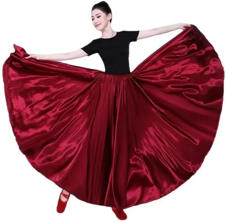 Ladies Satin Long Full Skirt for Belly Dance Praise Dance Skirt Belly Dance Skirt Satin Maxi Skirt for Women