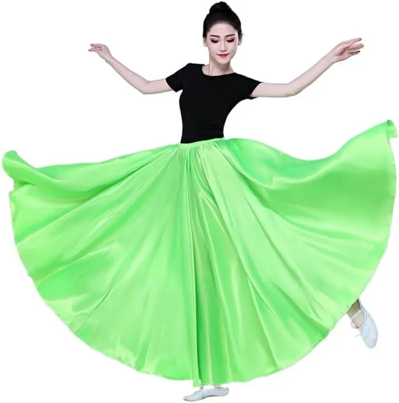 Ladies Satin Long Full Skirt for Belly Dance Praise Dance Skirt Belly Dance Skirt Satin Maxi Skirt for Women